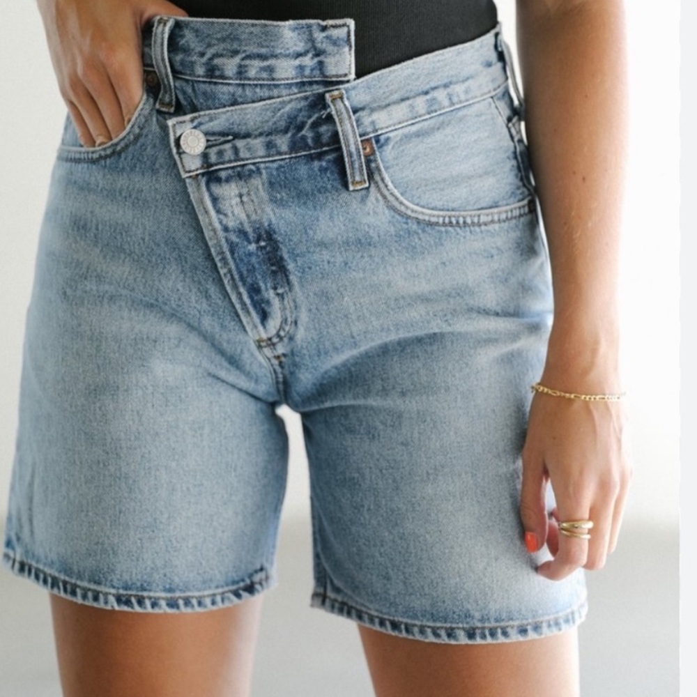 Agolde criss cross upsized shorts in blue